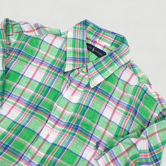 Polo Ralph Lauren Other - Polo Ralph Lauren Linen Button Up Shirt Mens Large Multicolor Plaid Casual